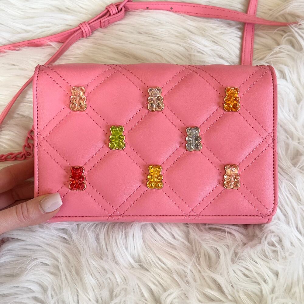Betsey Johnson Sybil G Quilted Crossbody Gummy Bear Bag Faux Leather, Pink - Picture 4 of 9